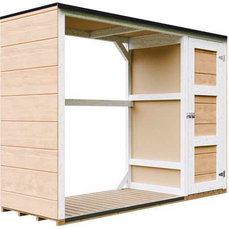 Brennholzlagerschuppen - 75 x 217 x H159 cm - Werkzeug- und Holzschuppen 1,09 m² + 0.53 m² - TIMBELA M981 - HARVEST HONEY
