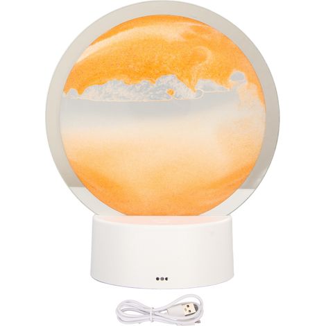 Cadre rond d'art de sable mobile 3D, verre transparent, alimenté par batterie USB, image dynamique en sable jaune pour bureau familial café (1/5)