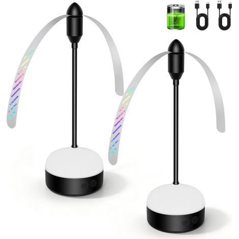 Set mit 2 wiederaufladbaren Ventilatoren mit LED-Beleuchtung zur Mücken- und Fliegenabwehr – für drinnen und draußen, Picknick, Camping, Garten und Terrasse