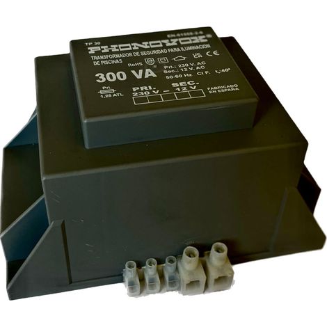 Trasformatore per piscina 300VA 230/12V 50-60Hz. Striscia di alimentazione IP-00 TP30300 PHONOVOX