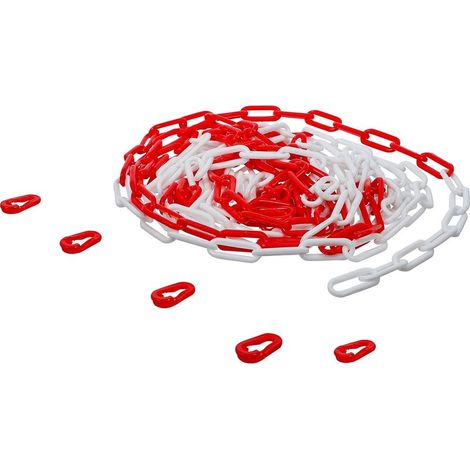 Chaine De Delimitation - Rouge Blanc - Haute Visibilite - Plastique Resistant Aux Intempéries - 10 Unites - Longueur Standard (1/5)