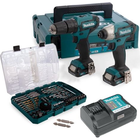 Makita CLX228AJ 12v Cordless Combi Hammer Drill & Impact Driver + 75 Accessories (1/4)
