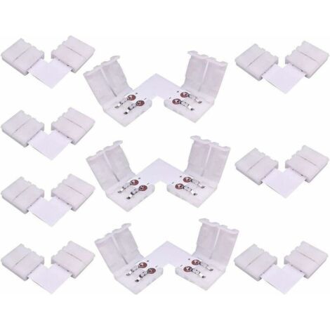 10pcs Connecteur LED Strip à 2 Broches Forme de L Connecteur d'angle à Ruban LED Connecteur Rapide à Angle Droit pour 10mm de Large Couleur Unique Bande LED SMD 5050 5630, Soudage Gratuit [Classe éner