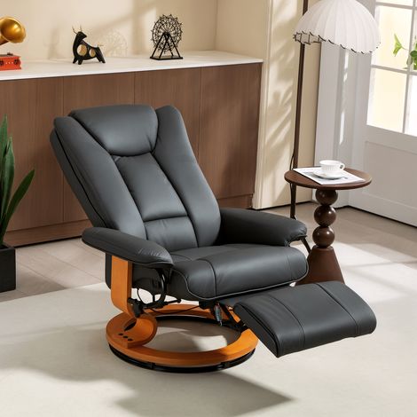 Fauteuil inclinable, pivotant, jusqu’à 150 kg, housse en faux cuir, cadre en acier, gris foncé (1/4)
