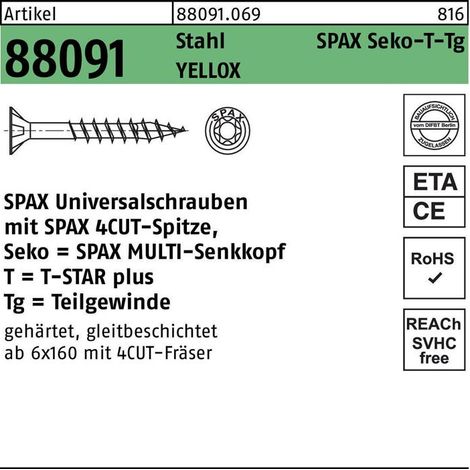 SPAX Senkkopf TRX YELLOX 6x80 BOX 200 St.