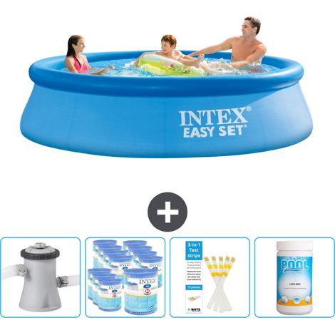Intex runder aufblasbarer Easy Set-Schwimmpool – 305 x 76 cm – Blau – Inklusive Zubehör CB85