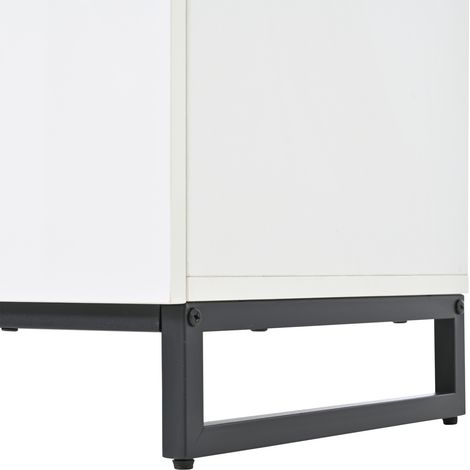 14039,578,5 cm. Meuble de salon avec 6 tiroirs. Meuble en laque brillante. Meuble doté de 3 pieds métalliques. Meuble d’appoint offrant une excellente capacité de charge. Couleur blanche et noire.