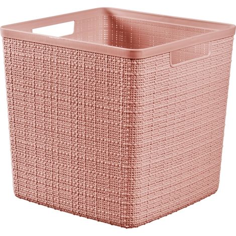 Boîte de rangement Cube 17l Jute recyclé rose (1/2)