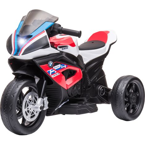 Moto BMW HP4 pour enfants 18-60 mois avec phares, musique et pédales, PP et métal, rouge, 82,5x42x54 cm
