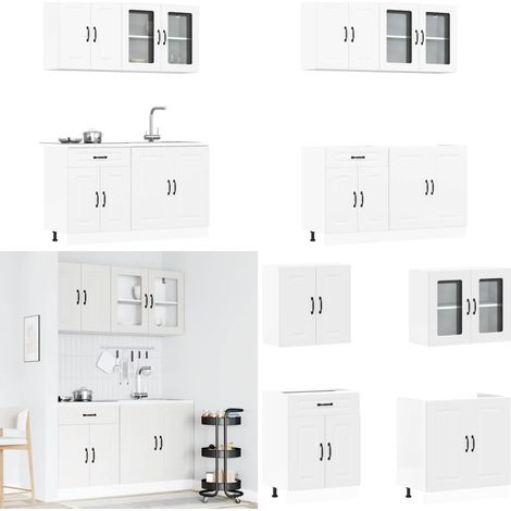 vidaXL Ensemble d'armoires cuisine 4pcs Kalmar blanc bois d'ingénierie (1/5)