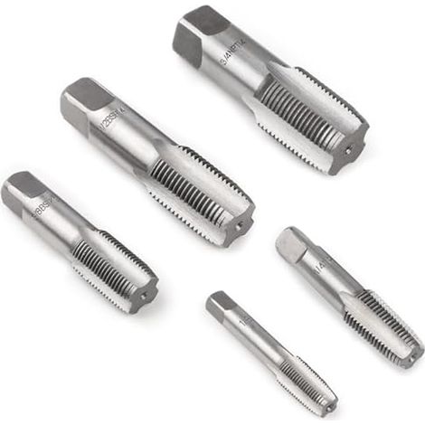 Jeu de 5 tarauds pour filetages 1/8, 1/4, 3/8, 1/2, 3/4 pour créer et réparer les filetages de tuyaux (1/5)