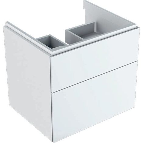 Meuble bas pour lavabo Geberit Xeno²,avec deux tiroirs: Largeur 58cm, Hauteur 53cm, Profondeur 46.2cm, Blanc / Laqué ultra-brillant