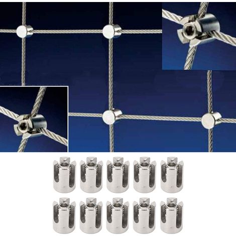 Lot de 10 serre-câbles à gorge croisée en acier inoxydable 316 (1/5)