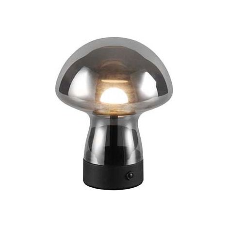 Lampe de table, lampe d'appoint, lampe de lecture, variateur tactile, noir, verre fumé, batterie, H 18 cm (1/5)