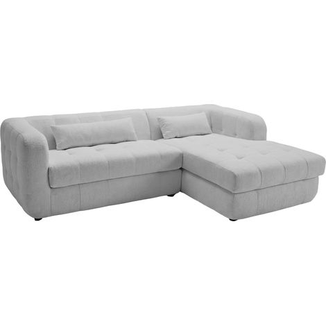 ARLETTE - Canapé d'angle tissu chenille 4 places Gauche - Gris clair
