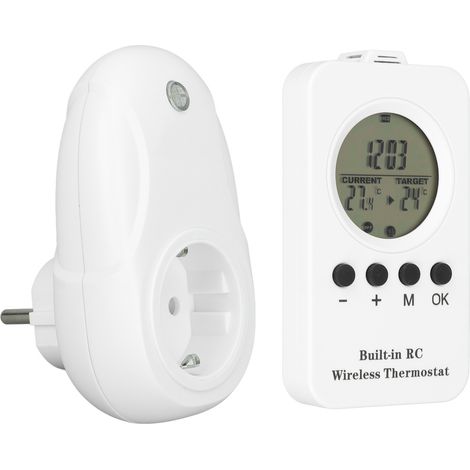 Programmierbarer Funkthermostat, LCD-Display, digitale Fernbedienung, Temperaturregler mit Fühler, 220-V-EU-Stecker (1/5)