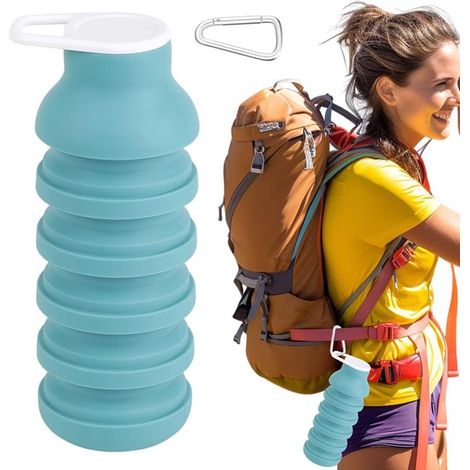Gobelet pliable en silicone - Bouteille - Loisirs de plein air - Couvercle réutilisable - 600 m (1/5)