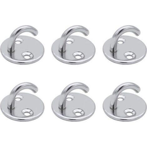 6 Pièces Crochet de Plafond M5 Crochet Ouverts Rend Ancre de Plaque Œil Acier Inoxydable Crochet de œil Plaque pour Suspendre Plante Ventilateur de Plafond Moustiquaire Une Lanterne (1/5)