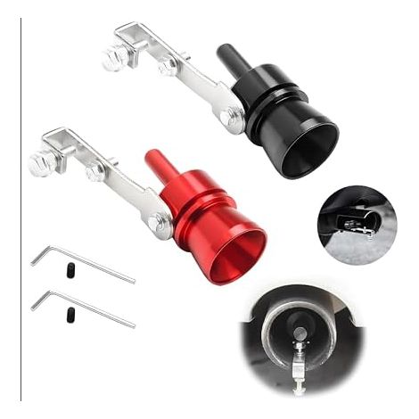 2 Pièces Sifflet D'échappement Pour Voiture, Turbo Whistle En Alliage, Sifflet Turbo Pour Tuyau D'échappement De Voiture, Bruit pot Echappement Voiture, Pour Tous Les Modèles Véhicules (Noir + Rouge) (1/5)