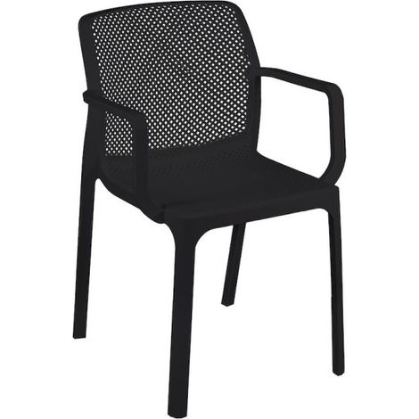 Sedia In Polipropilene Da Giardino Con Braccioli Antracite Dalian 46,5X53,5X H55 Cm (1/3)