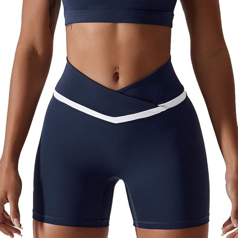 Short de sport pour femme - Taille croisée - Pour haltérophilie - Legging de sport - Short d'entraînement pour fitness en intérieur (1/5)