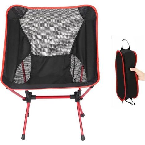 Sac à Dos avec Siège Pliable, Chaise Légère Anti-Dérapante, Pour Randonnée Camping ou Voyage, Compact et Robuste, Couleur Rouge (1/5)