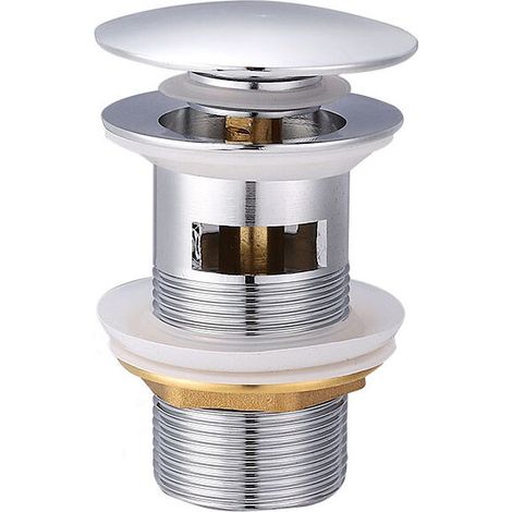 MINKUROW Universal-Ablaufgarnitur mit Überlauf Click Clack Pop-Up Ablaufgarnitur 1 1/4" Gewinde Ablaufventil mit Dichtungen für Waschbecken und Waschbecken Chrom (Ablauf mit Überlauf)