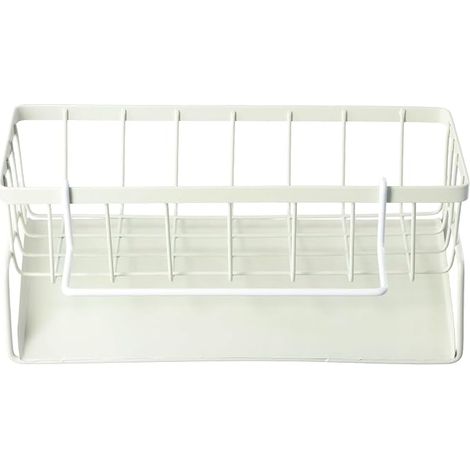 1 organizer da cucina con portasciugamani, organizer per lavello, con vassoio di scolo rimovibile, porta spugne, organizer per lavello, per spugne, spazzole, strofinacci, bianco (1/5)