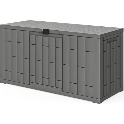 Coffre de jardin 227L résine imperméable anti-UV avec serrure à clé gris 106,5x43x54,5 cm