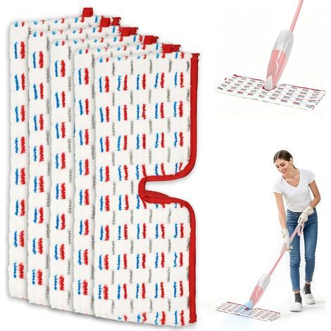 4 Pièces Recharges Serpillière Compatible pour Vileda 1-2 Spraymax, Lavable Balai Microfibre pour Tous Sols Durs (1/4)