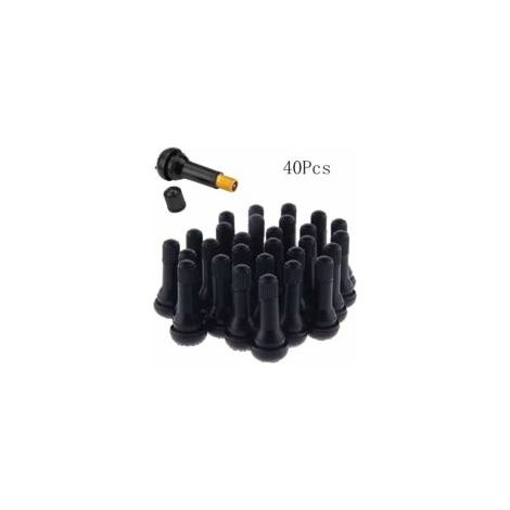 Ede Ulisem Lot de 40 bouchons de valve pour pneus tubeless, valves TR413, tiges de valve en caoutchouc, noir (1/2)