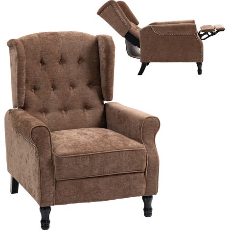 150° Reclining Vintage Armchair, with footrest - Brown (1/5)