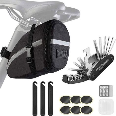 Borsa sottosella per bicicletta con kit di riparazione - Nera - 1 litro (1/5)