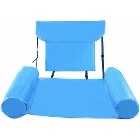 Transat gonflable 3 tubes pliable motif imprimé, dossier sans plaque mousse, bleu clair, loisir aquatique piscine (1/5)