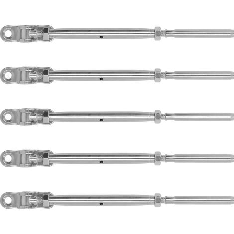 Vis Tire-Fond à Filetage 5 Pièces, Vis Tire-Fond à Sertir pour Garde-Corps De Câble en Acier Inoxydable 3/16 Pouces, Kit De Tendeur Réglable à 180 ° pour L'industrie (1/5)
