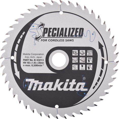 Lame pour scies circulaires à batterie 165/20/44mm Spéciale laminé et Bois MAKITA B-53213 (1/2)