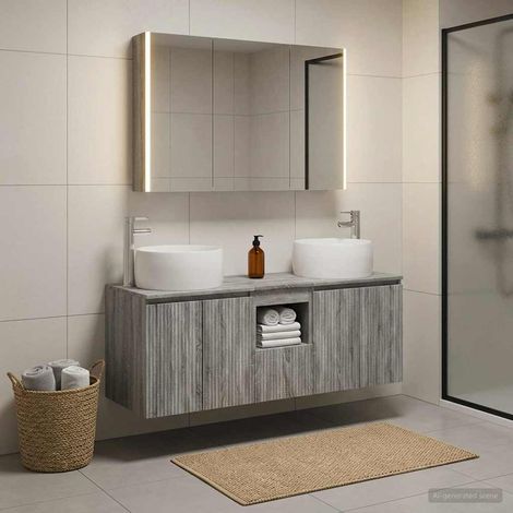vidaXL Juego de Muebles de Baño 4 uds. Sonoma gris (1/5)