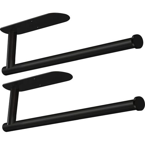 Porte-rouleaux d'essuie-tout noirs, rouleaux d'essuie-tout pour la cuisine, essuie-tout en vrac, auto-adhésifs sous les étagères. (1/5)