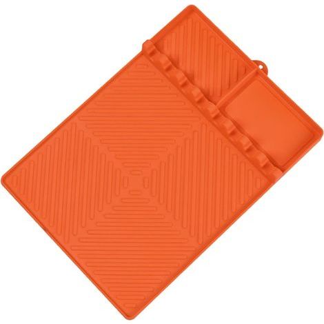 Tapis de grill en silicone, d'étagère latérale en silicone chauffante Mat,de silicone, repos ustensile, lave-vaisselle Gadget de cuisine sûre pour comptoir en barbe (1/5)