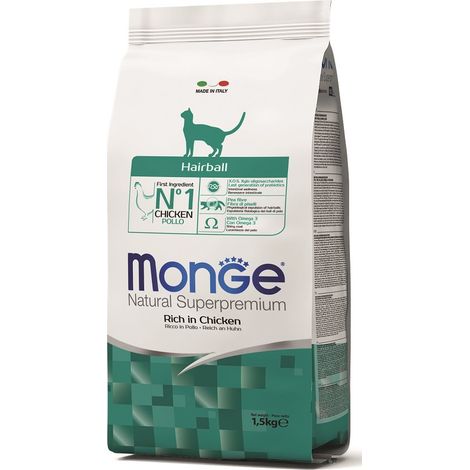 Monge Cat Natural Superpremium Hairball Pollo - Monge Cat Natural Superpremium Hairball Pollo - Sacco Da 1,5 Kg