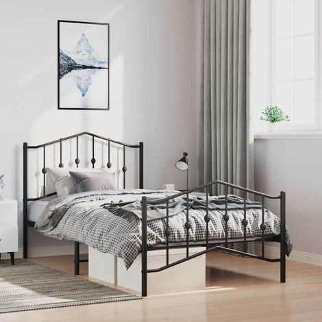 Estructura cama sin colchón con estribo metal negro 100x190 cm
