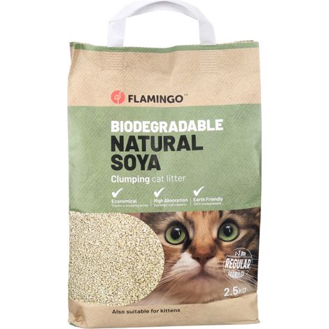 Litière Soja Granulés fins Agglomérant 2.5 kg pour chat - Flamingo (1/2)