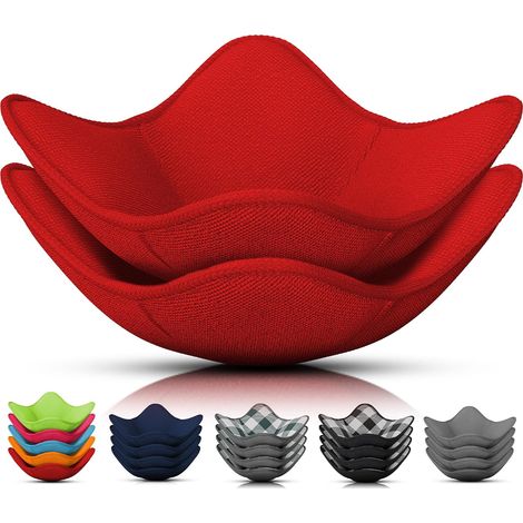 Lot de 2 supports rouges pour bols micro-ondes (7,5 po × 7,5 cm) - Housses pour bols micro-ondes en tissu résistant à la chaleur pour plats chauds - Manipulation sûre et confortable des bols, tasses e