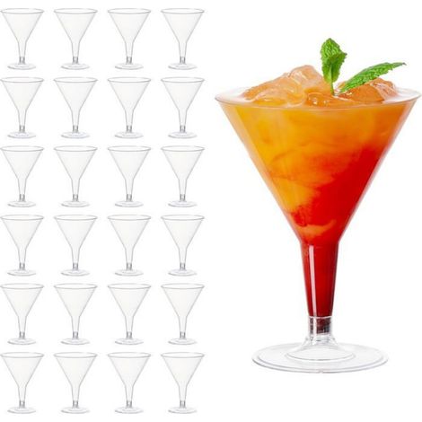 48 verres à martini en plastique transparent, adaptés aux cocktails et aux desserts, 180 ml – robustes, durables et réutilisables. (1/5)
