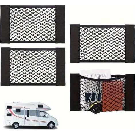 Rete elastica portaoggetti per sedile posteriore auto, tasca universale per bagagliaio con design espandibile per attrezzatura da viaggio e sportiva, nera (1/5)