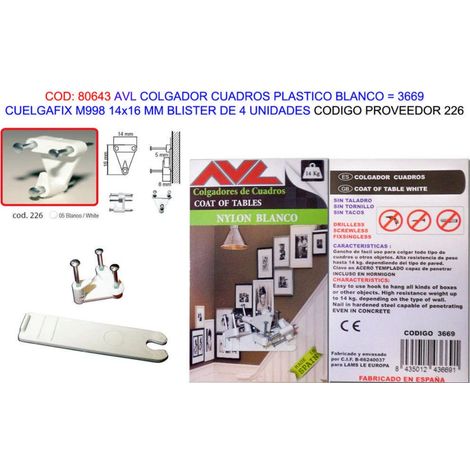 Cuadrofix Aufhänger Weiß AVL M99814x16mm BL4 Und3669 226