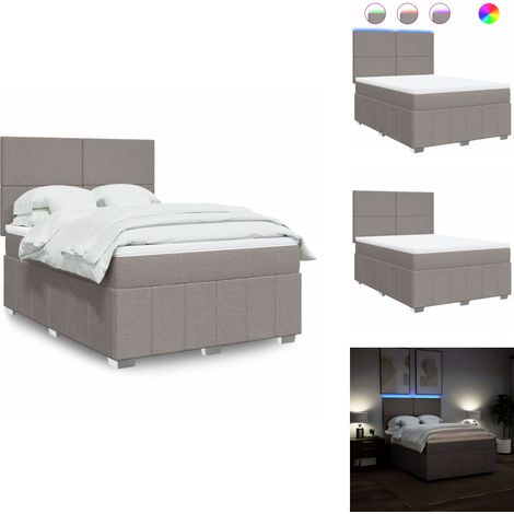 Sommier à lattes de lit avec matelas Taupe 160x200 cm Tissu - Sommier À Lattes De Lit - Sommiers À Lattes De Lit - Lit - Meuble De Chambre À Coucher (1/5)