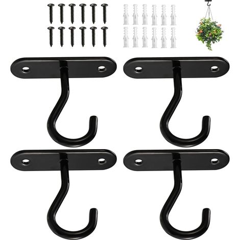 4 crochets plantes 7 cm fixation murale, pour lampes pots fleurs mangeoires (1/4)