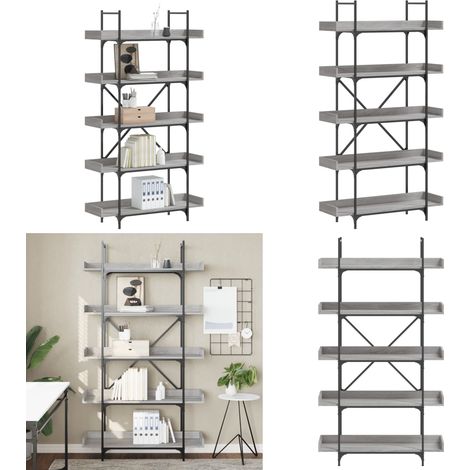 Bibliothèque 5 niveaux sonoma gris 100x33x180,5 cm - Bibliothèque Murale - Bibliothèque Design - Bibliothèque Moderne - Étagère Ouverte - Meuble Rangement - Home & Living (1/5)