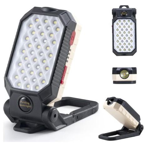 Lampe de travail rechargeable 1000 lumens LED Lampe de travail avec crochet de support réglable à 170 ° Lampe d'inspection de torche magnétique pour réparation automobile Camping domestique (1/5)
